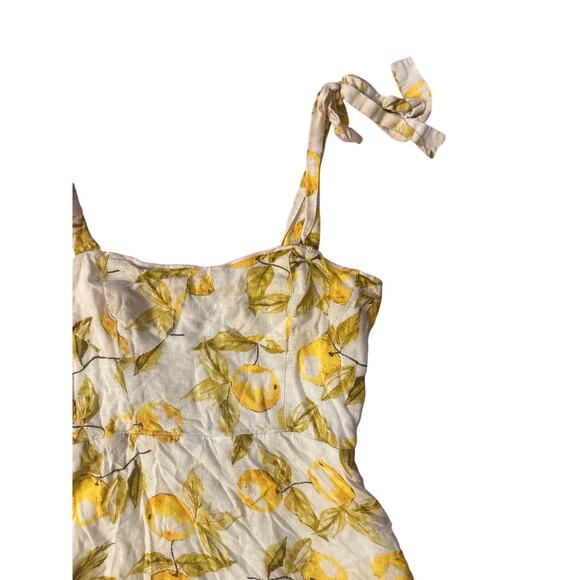 Women S Urban Outfitters UO Jolene Linen Tie-Shoulder Mini Dress Lemon Yellow - Picture 2 of 5